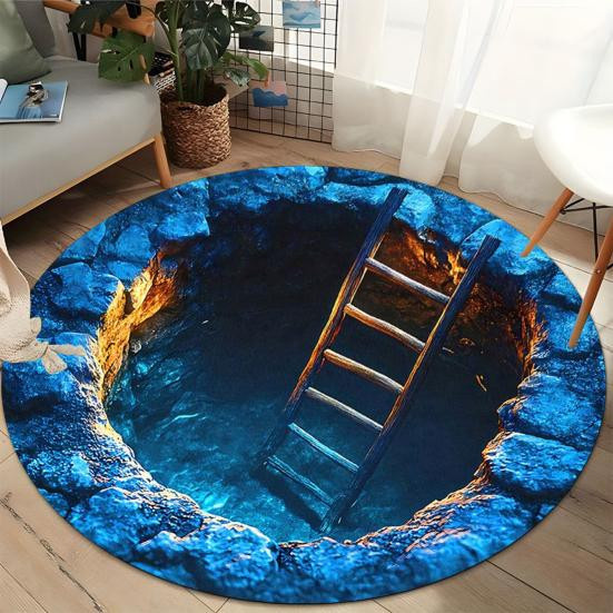 Home Textile Star 3D Loch Teppich mit realistischer Optik, runder Bereichsteppich aus Polyester, waschbar und rutschfest, Multicolour, Durchmesser: 40 cm - Bild 2