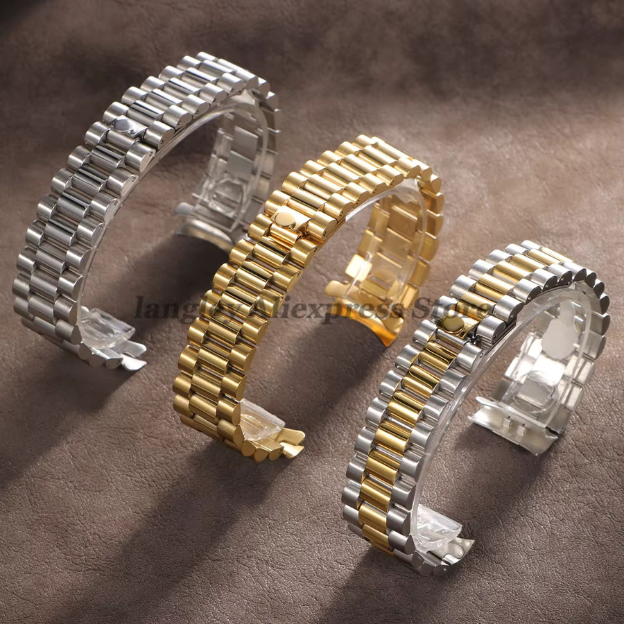 Uhrenarmband Edelstahl, Bicolor, Silber Gold, Herren, 20 mm - Bild 1