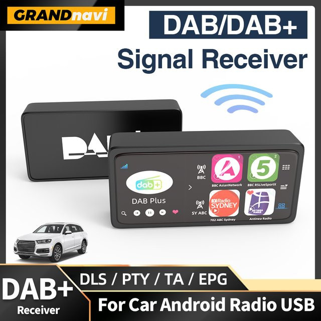Grandnavi Digitaler DAB+ Signalempfänger mit USB-Schnittstelle für Android Autoradios in Schwarz - Bild 1