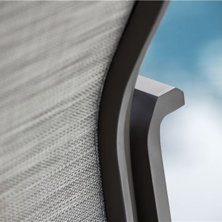 Stern KARI Stapelsessel aus Aluminium in Anthrazit mit silbernem Textilbezug und Aluminiumarmlehnen - Bild 3