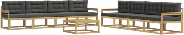 vidaXL Outdoor-Sofagarnitur aus Akazienholz in Weiß, Anthrazit und Braun mit 9 Teilen und Polsterkissen, B/T/H: 79 x 79 x 37 cm - Bild 1