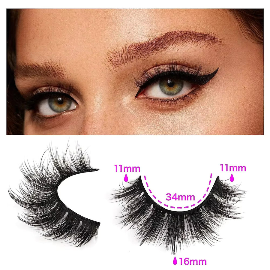 JIEFUXIN Kunstwimpern, 14 Paar, Black, 16mm, Natürlicher Look - Bild 2