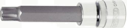 KS Tools CHROMEplus Bit-Stecknuss RIBE mit Stirnlochbohrung, lang, 1/2 Zoll, M6, silber - Bild 1