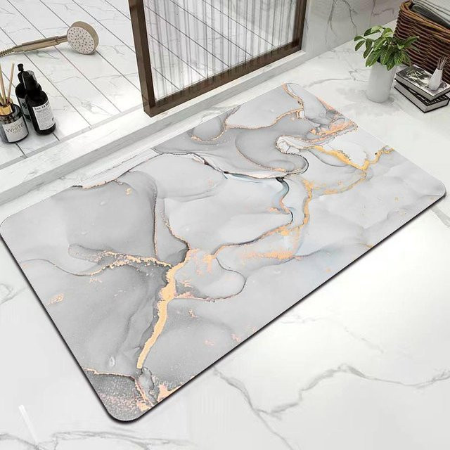 Schnelltrocknende und rutschfeste Badezimmer-Fußmatte von Yiran Furniture in Grau, B/B: 80 x 120 cm - Bild 1