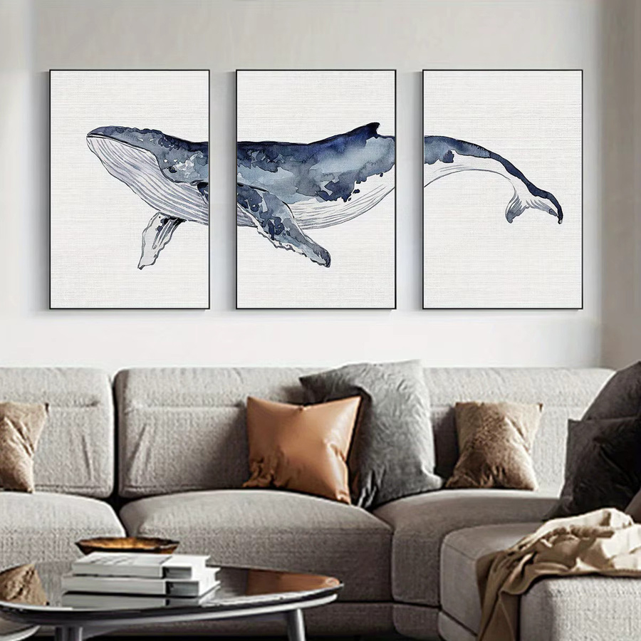 3er-Set Leinwandposter von Potdemiel mit abstraktem Ozeanwal-Motiv in Blau, moderne abstrakte Kunst zur Wanddekoration - Bild 2