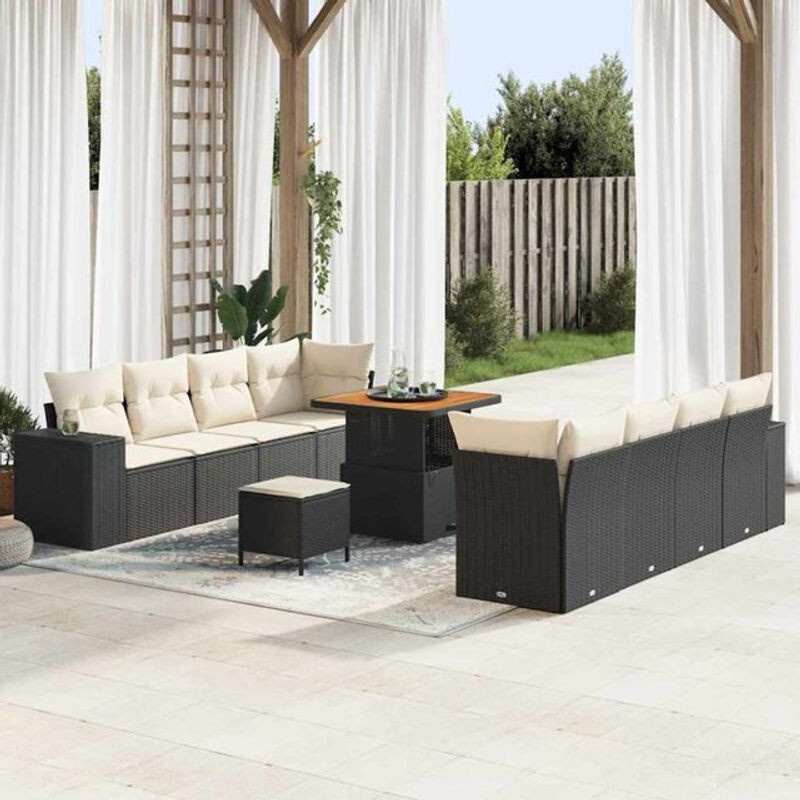 Modernes Garten-Sofa-Set aus Poly-Rattan von vidaxl in Schwarz, 11-teilig - Bild 1