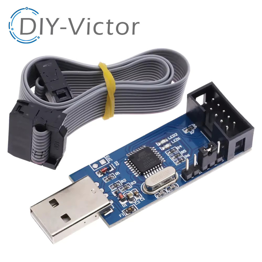 USBASP USBISP AVR Programmer Set mit 10Pin zu 6Pin Adapter Board und Drahtmodul in Blau - Bild 3