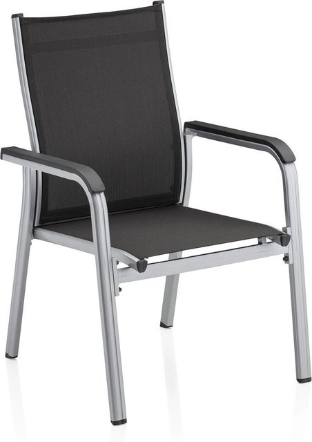 Kettler BasicPlus Stapelsessel in Silber/Anthrazit aus Aluminium und Textilene - Bild 1
