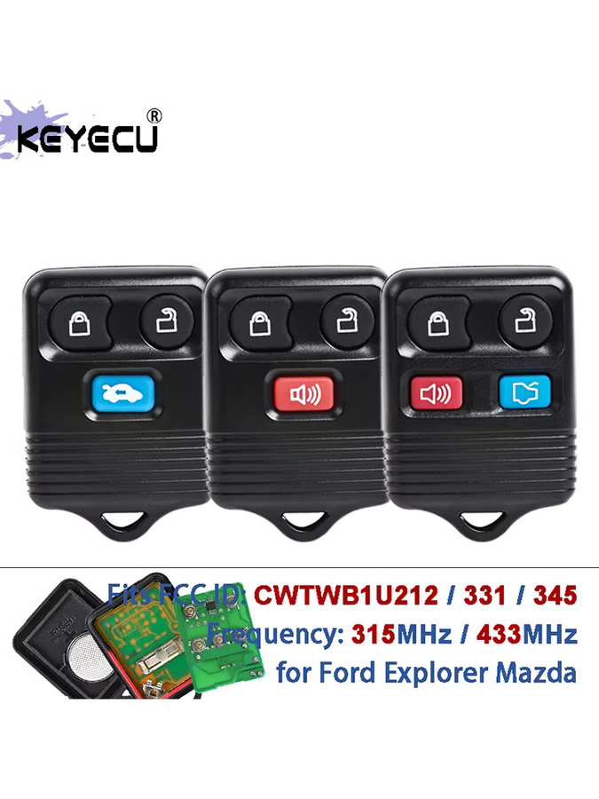 KEYECU Fernbedienungsschlüsselanhänger in Schwarz für Ford Explorer Mustang Escape F-Serie und Mazda B2300 mit 315 MHz / 433 MHz - Bild 5