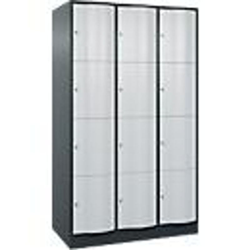C+P Schließfachschrank Resisto mit 3 Abteilen und 12 Fächern, Stahl, Anthrazitgrau/Lichtgrau, B/T/H: 114,8 x 64,0 x 195,0 cm - Bild 2