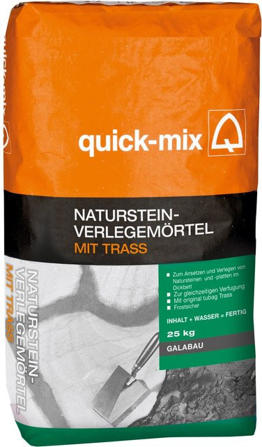 Quick-Mix Naturstein-Verlegemörtel mit Trass, frostbeständig, 25 kg - Bild 1