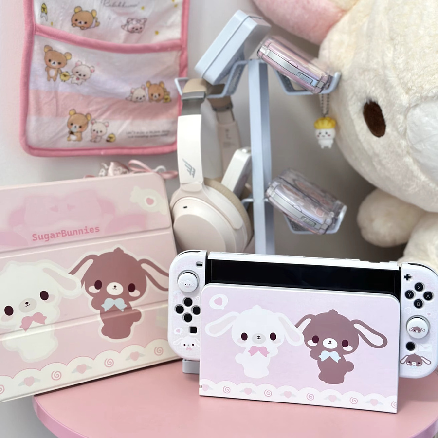 Kawaii Pink Dessert Bunny Switch Case für Nintendo Switch, OLED und Lite sowie Joy-Con Controller Cover - Bild 2