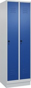C+P Spind Classic PLUS Garderobenschrank mit Sockel, 2 Abteile, Sicherheits-Drehriegel und 3 Garderobenhaken, H x B x T: 195 x 60 x 50 cm - Bild 1