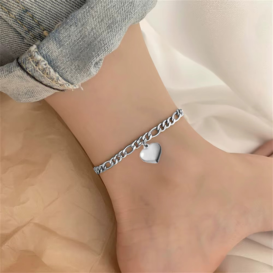 Fußkettchen Edelstahl, Silber, Herz Charme, Damen - Bild 2