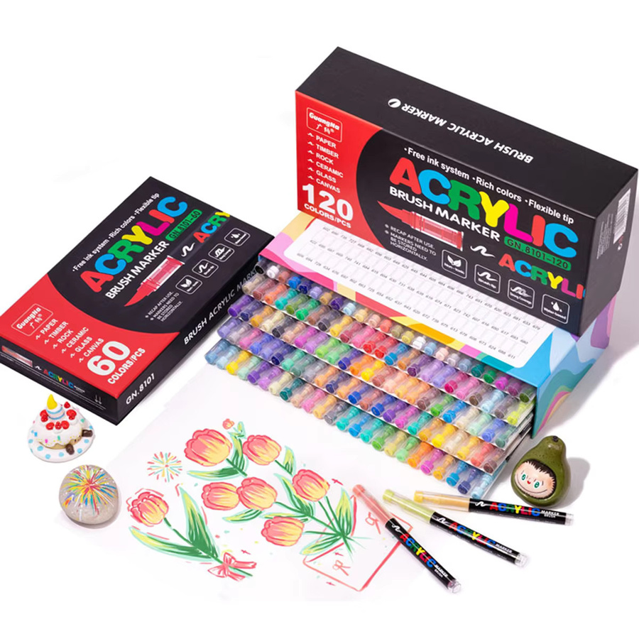 Künstler-Marker-Set mit flüssigem Acryl und Brush-Spitze in Multicolour für Schule, Büro und Kunstwerke - Bild 4