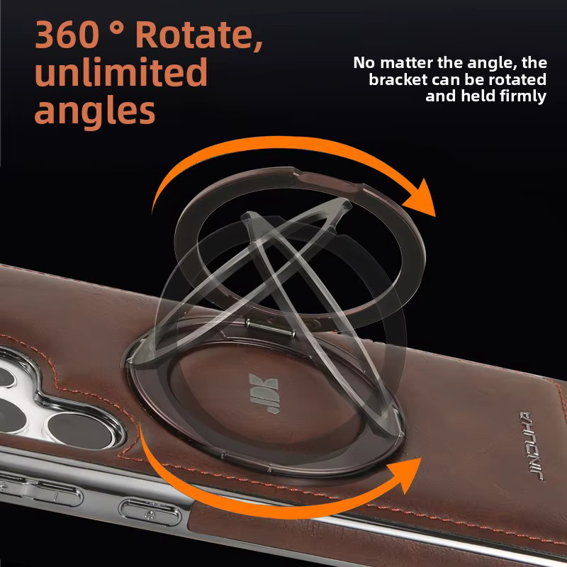 Magnetische 360 Grad rotierende Leder-Handyhülle mit Ringhalter für Samsung S25 Ultra S24 Ultra S23 Ultra S24 Plus in Blau mit MagSafe Kompatibilität - Bild 3