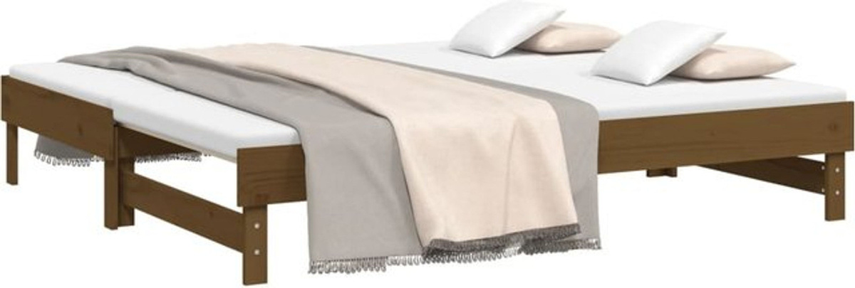 Ausziehbares Tagesbett aus Massivholz Kiefer von Vidaxl in Braun, B/T/H: 190 x 150 x 79,5 cm - Bild 1