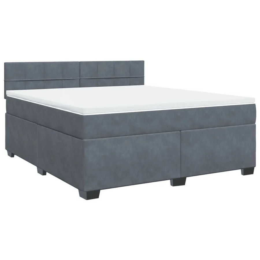 vidaXL Boxspringbett mit Matratze Dunkelgrau aus Samt mit USB-Ladeport und Unterbettbeleuchtung B/T: 180 x 200 cm - Bild 2
