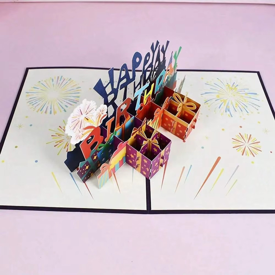 3D Pop-up Happy Birthday Karte als Jubiläumsgeschenk und Hochzeitseinladung in Mehrfarbig - Bild 3