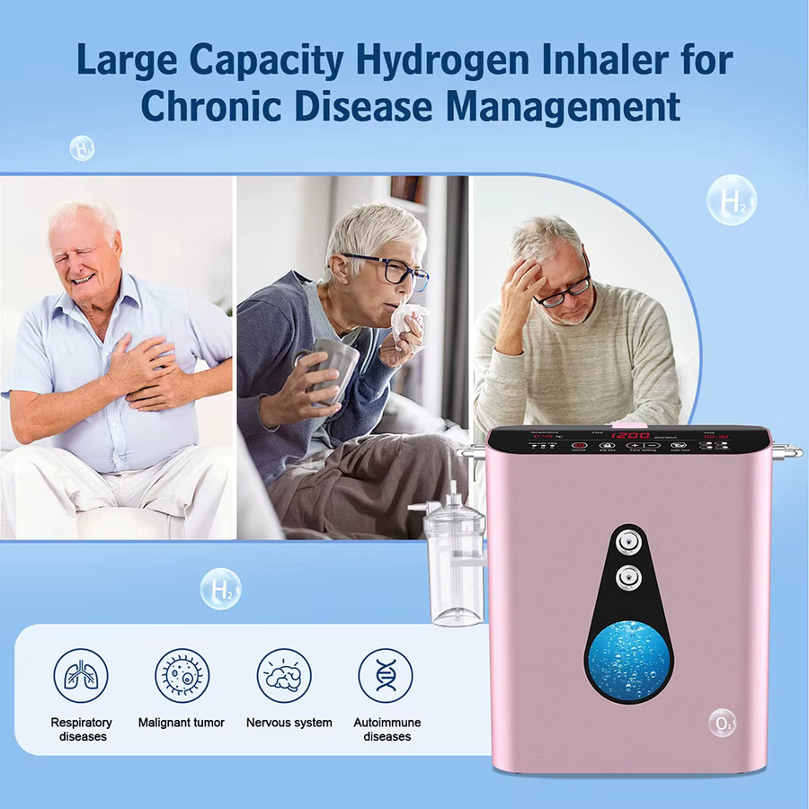 Suyzeko Sauerstoff-Inhalationsgerät in Pink: Molekulares Wasserstoff-Inhalator-Therapiegerät und Sauerstoffkonzentrator mit 1200 ml Volumen - Bild 2