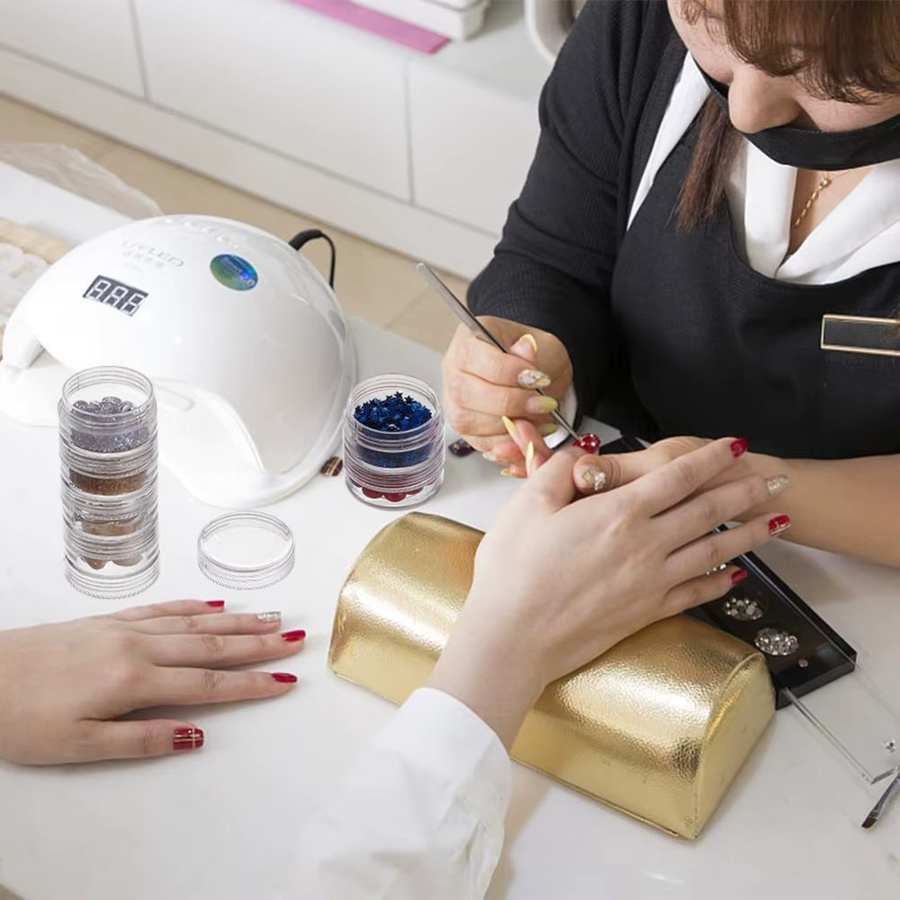 Stapelbare runde Kunststoffbehälter in Transparent, 5 Säulen mit 6 Schichten, 10 ml Füllmenge pro Behälter zur Aufbewahrung von Perlen, Bohrer und Nagelkunst - Bild 3