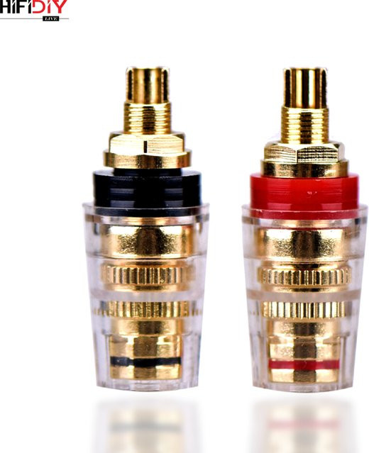 HIFIDIY LIVE Lautsprecher-Anschlussklemme Binding Post aus reinem Kupfer, vergoldete Bananenbuchse für HIFI-Verstärker, Farbe: Gold/Rot, M8 L8 - Bild 1