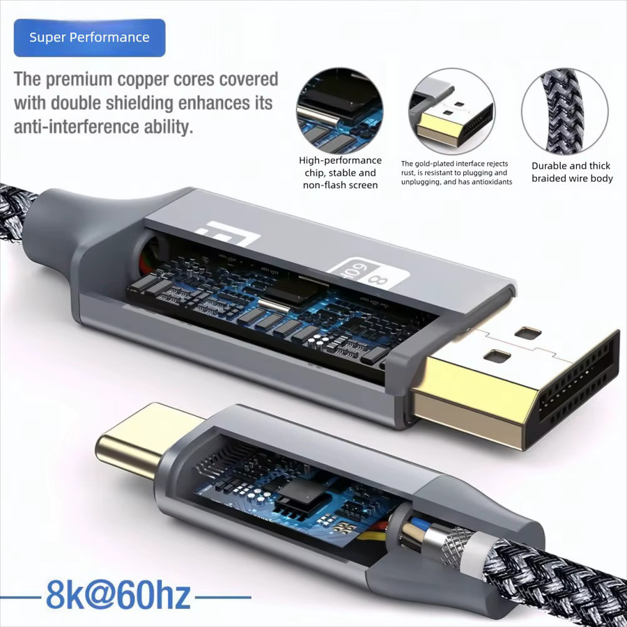 DIXSG USB-C auf DisplayPort 1.4 Adapter für 8K 60Hz, 32,4 Gbit/s Video-Adapter für PC, Laptop und TV - Bild 4