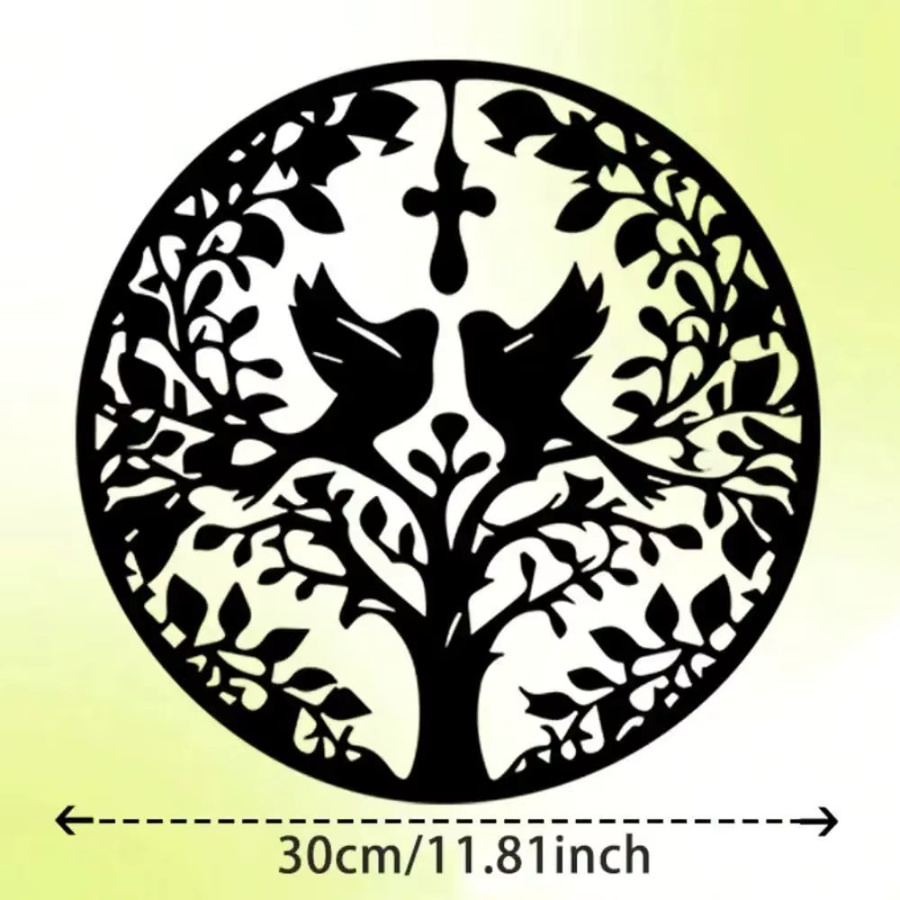CIFBUY Christlicher Lebensbaum Wandkunst aus Metall in Schwarz mit Vögeln und Naturmotiven - Bild 2