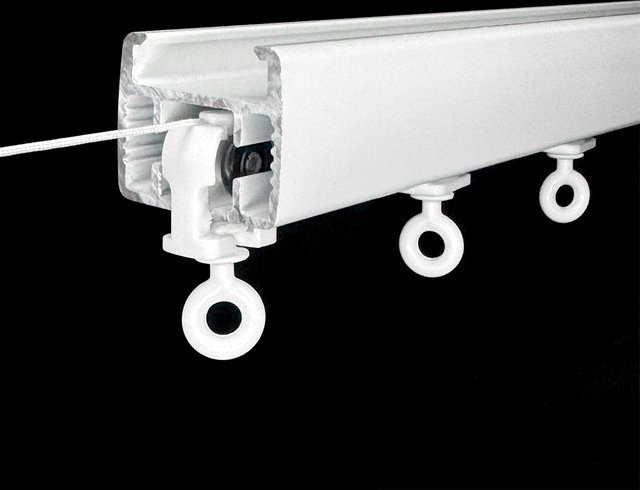 Lingdi Ripple Fold Vorhangläufer mit Öse und Ring für S-Fold Vorhänge, Farbe: Weiß - Bild 1