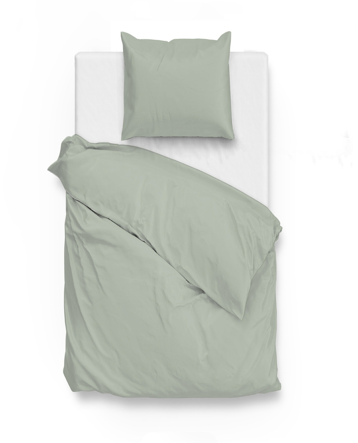 Zo! Home Mako-Satin Bettwäsche aus Baumwolle mit Bettbezug und Kissenbezug, Farbe: Lindgrün (Foam Green), B/H: 135 x 200 cm, Kissenbezug: 80 x 80 cm - Bild 1