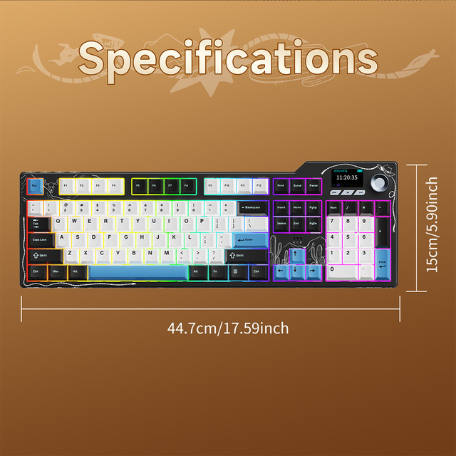 AJAZZ AK35I V4 Mechanische Tastatur mit Avocado Switch und Multicolour Keycaps im Blitzmotiv mit Display und Dreifach-Modus - Bild 1