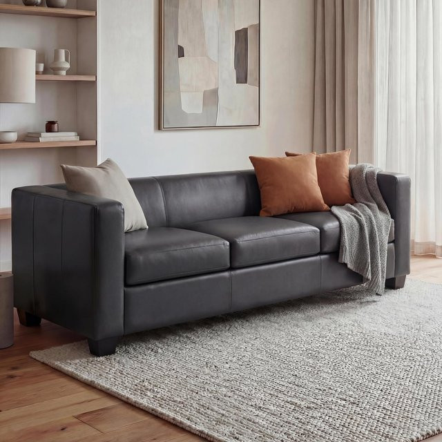 3er Sofa Lille von MCW in Dunkelgrau aus Kunstleder - Bild 1