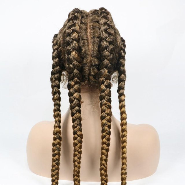 Lace Wig Haarperücke Damen, langes Haar mit Zopf, Schwarz - Bild 1