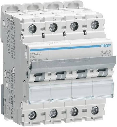 Hager NCN432 Leitungsschutzschalter 4-polig 32A 400V in Weiß - Bild 1