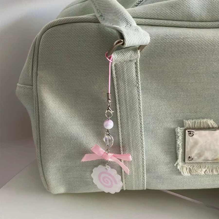 Y2K Handy Lanyard mit Herz- und Fisch-Motiv für iPhone, kurzes Telefon-Hängeseil in Weiß oder Pink - Bild 2