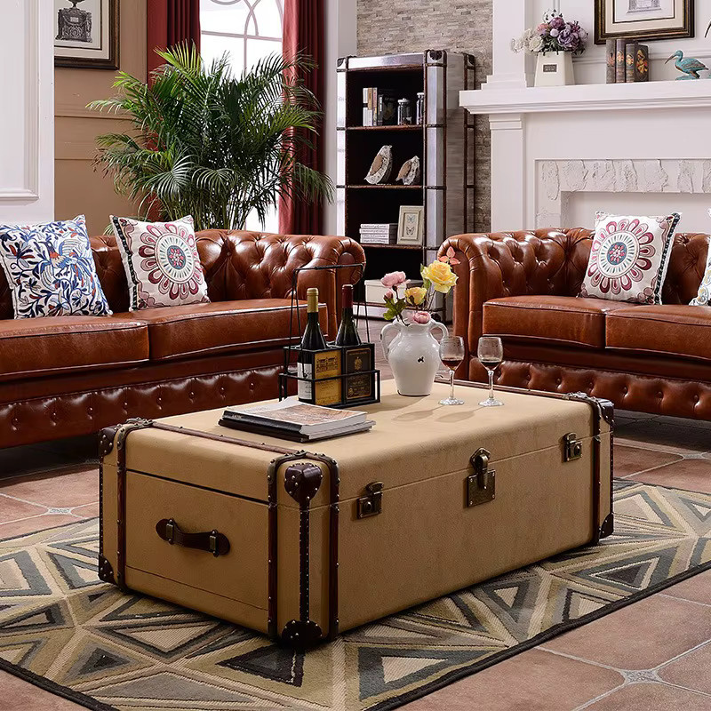 OVOZI Moderner Couchtisch in Beige mit Aufbewahrungsmöglichkeit für dein Wohnzimmer - Bild 2