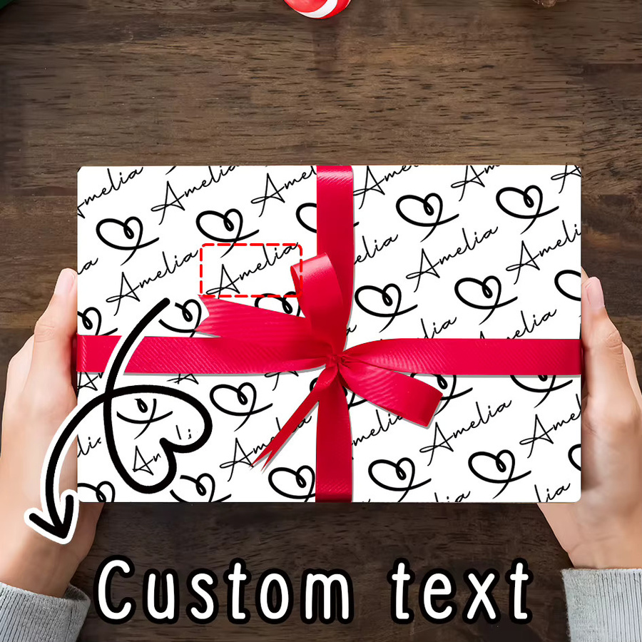 6 Stück personalisierbares Geschenkpapier Joy-enlife für Valentinstag und Hochzeiten mit Herzmuster in Rot und Weiß - Bild 4
