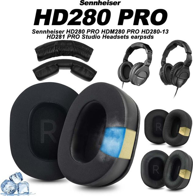 Sennheiser Ersatz-Ohrpolster aus Memory-Schaum und Proteinleder für HD280 Pro HMD280 PRO Kopfhörer, Schwarz - Bild 1