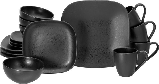 CreaTable Kombiservice Magic Black Square, 16-teilig, Schwarz und Grau - Bild 1