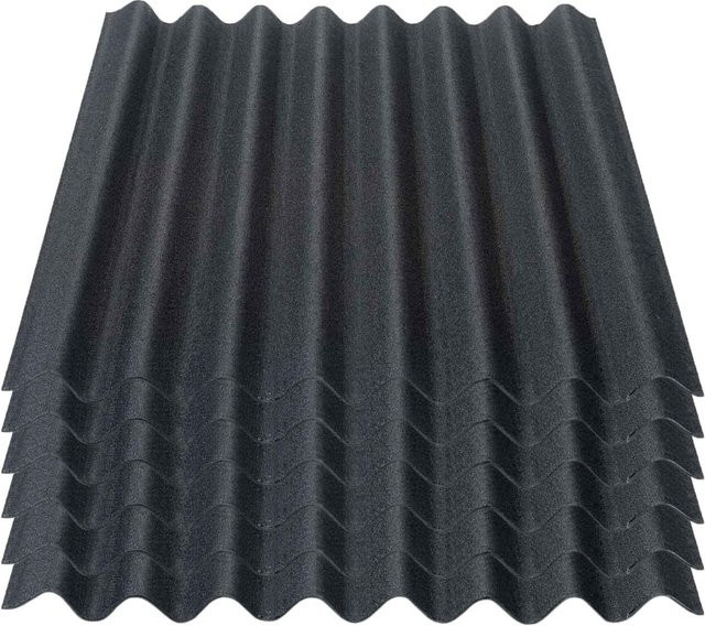 Onduline Easyline Bitumen-Dachplatte, 6er Pack, intensiv schwarz, B: 76,0 cm, T: 100,0 cm, H: 0,26 cm, Profil 95/38 - Bild 1