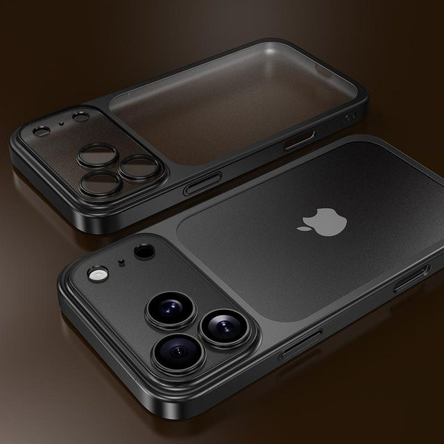 YULIN Ultra-Dünnes Case für iPhone 15 Pro mit Kameraobjektiv-Schutz und mattem Galvanik-Finish in Schwarz und Transparent - Bild 1