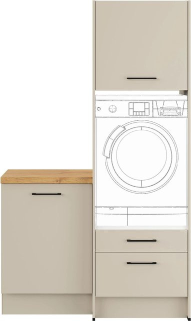 Impuls Küchen Hauswirtschaftsmodul HWR412380 in Kieselgrau mit Soft-Close-Türen, Breite: 123,2 cm - Bild 1