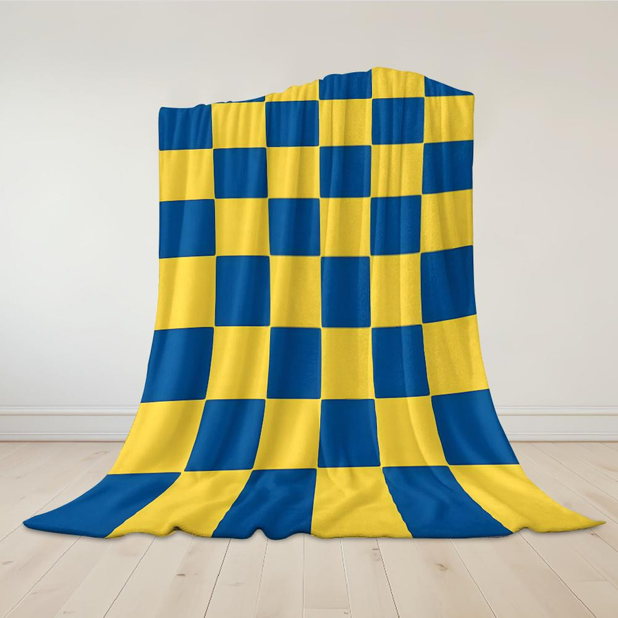 JMG Household Supplies Flanelldecke Kariert in Blau und Gelb, Weich und Warm, B/H: 70 x 100 cm - Bild 2