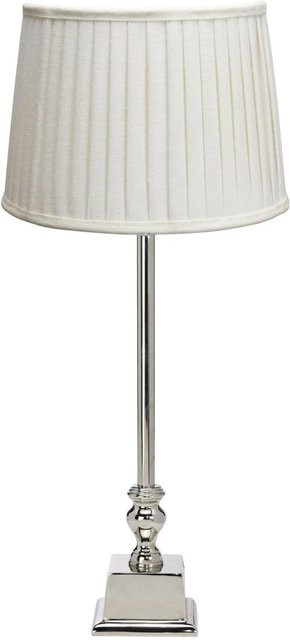 PR Home Linné Tischleuchte in Silber mit weißem Plissé-Leinenstoff, B/T/H: 20 x 49 x 49 cm - Bild 1