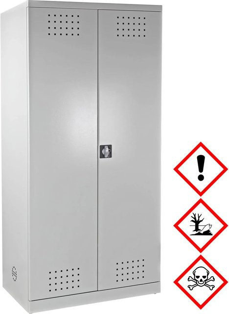 PROREGAL Gefahrstoffschrank aus Stahlblech in Lichtgrau, H x B x T: 192 x 92 x 58 cm - Bild 1