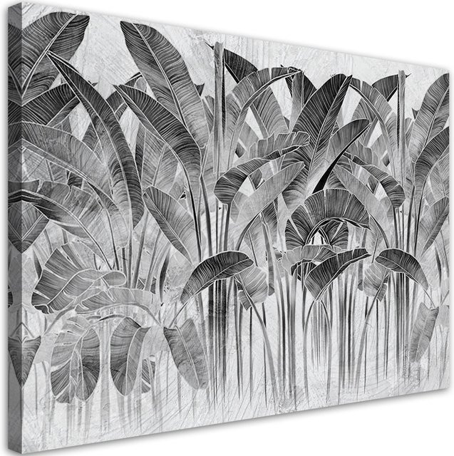 Leinwandbild Feeby Bananenblätter in Grau, B/H: 60 x 40 cm - Bild 1