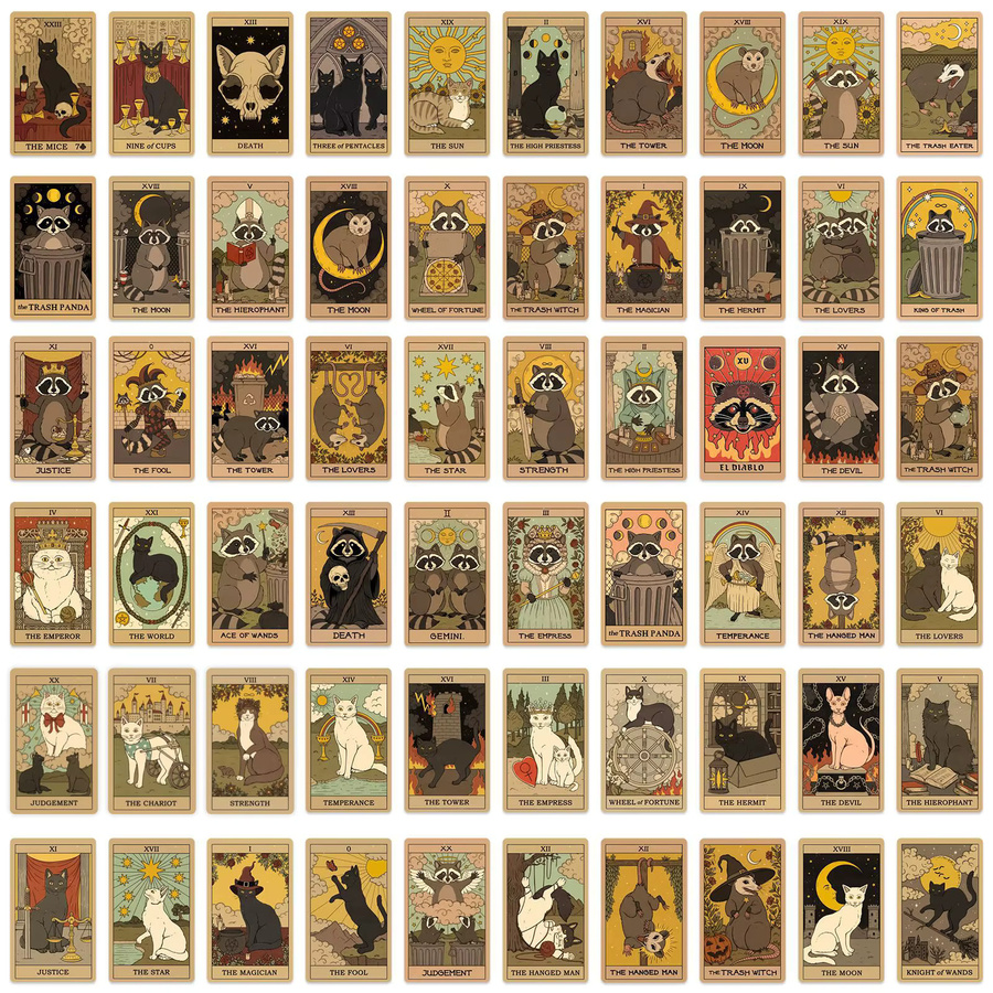 60 Stück Vintage Tarot-Karten Aufkleber in Multicolour für DIY Dekoration von Laptop, Koffer und Skateboard - Bild 4