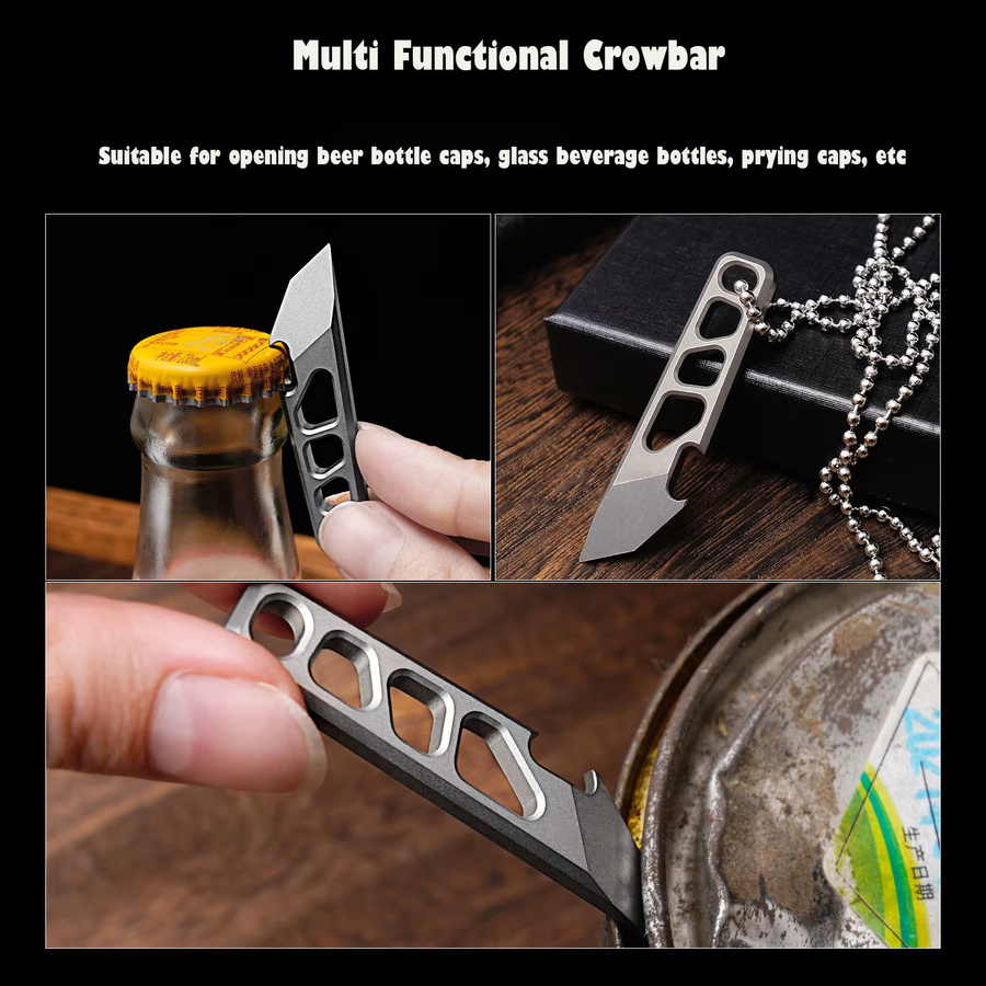 YESISOK Multifunktions EDC Werkzeug aus Titanlegierung TC4 mit Flaschenöffner und Sechskantschlüssel in Grau - Bild 4