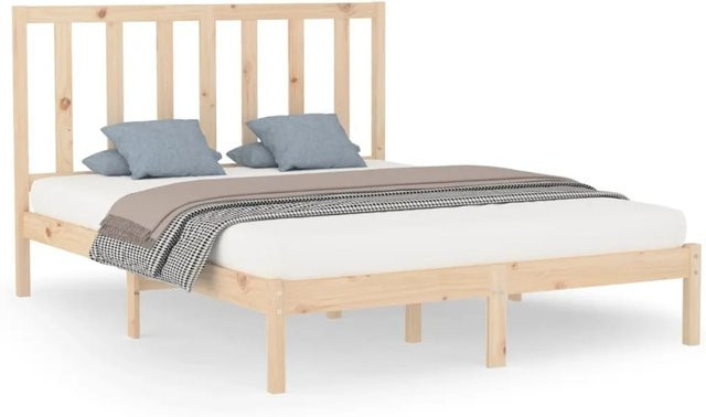 vidaXL Massivholzbett aus Kiefernholz in Braun mit rustikaler Optik, B/T/H: 160 x 200 x 166 cm - Bild 1