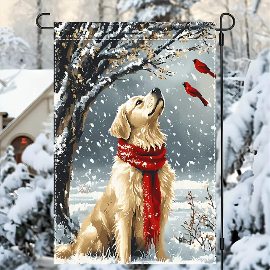 VIKAMA Weihnachtsgartenflagge Golden Retriever Winter Outdoor-Dekoration Mehrfarbig B: 30,0 cm, H: 45,0 cm, T: 30,0 cm - Bild 2